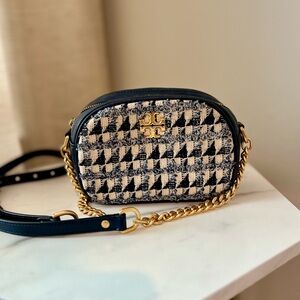 Tory Burch Navy  and Cream Textured Crossbody Bag